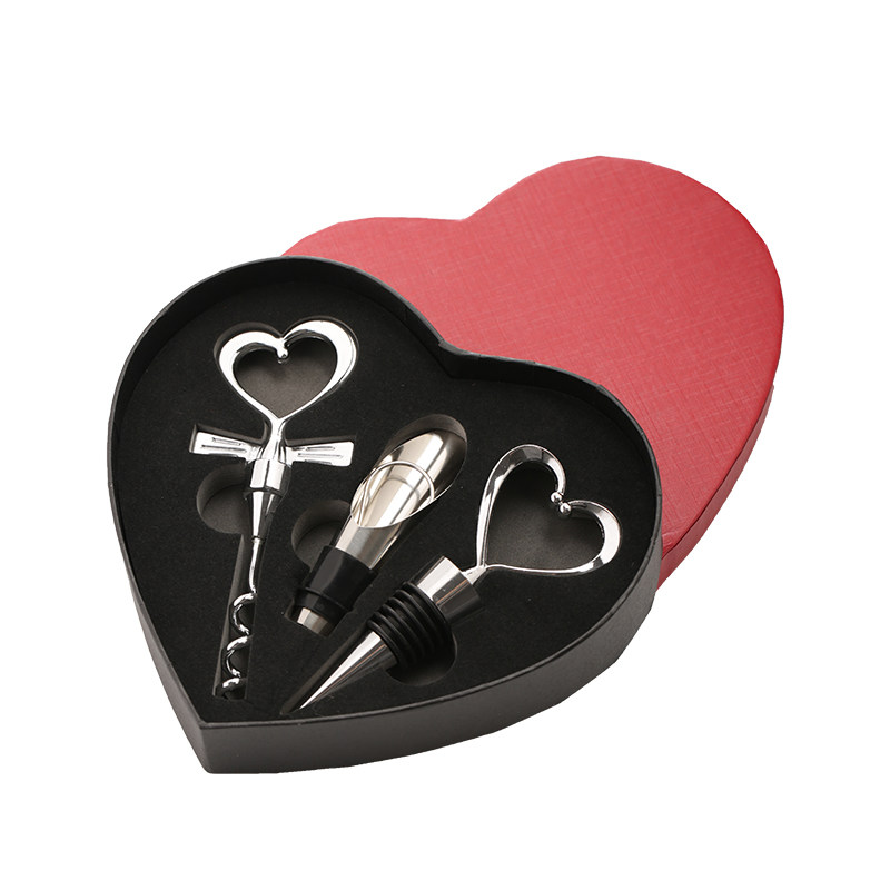 BR-WG26 Heart Shaped Wine Opener And Stopper Set